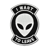 ThreadHeads 'I Want to Leave' Embroidered Patch - Alien Design, Front View