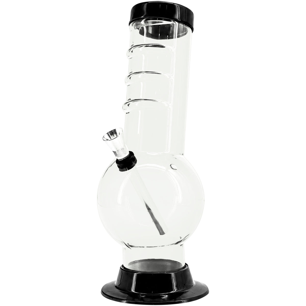 JM Enterprises 9-12" Acrylic Bent Neck Bubble Base Bong - Multiple Colors