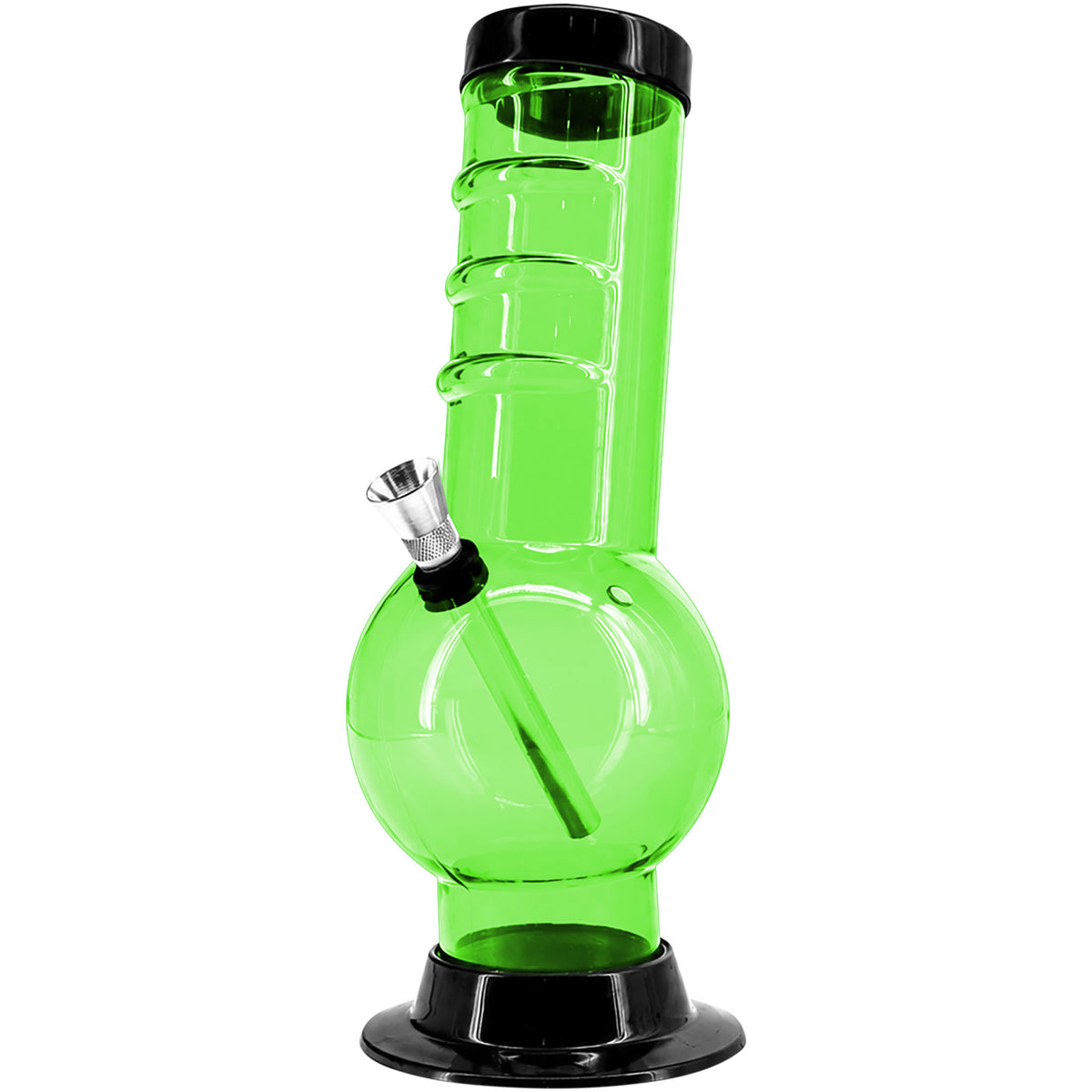 JM Enterprises 9-12" Acrylic Bent Neck Bubble Base Bong - Multiple Colors