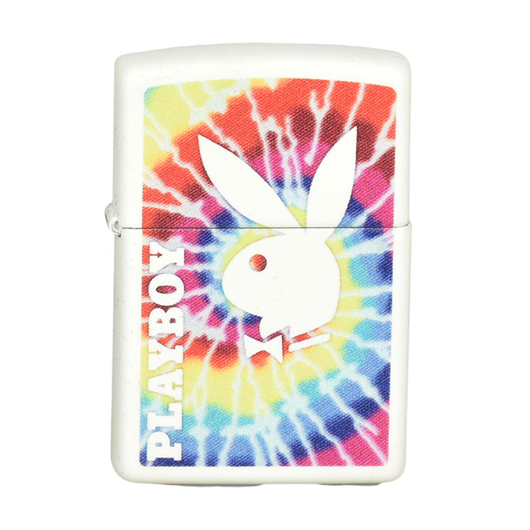 ThreadHeads Zippo Lighter with Colorful Tie-Dye Design and Playboy Logo - Front View