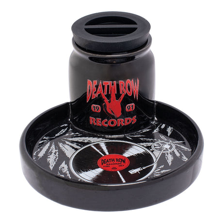 Death Row Records Ceramic 2-in-1 Airtight StashTray - 5.75" Front View with Logo