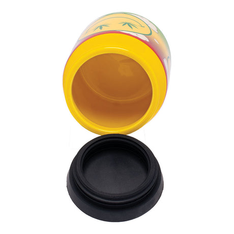 Fujima Happy Hemp Ceramic Stash Jar open view showing spacious interior for secure storage