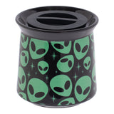 Fujima Ceramic Stash Jar with Airtight Lid - 3oz Alien Design Front View