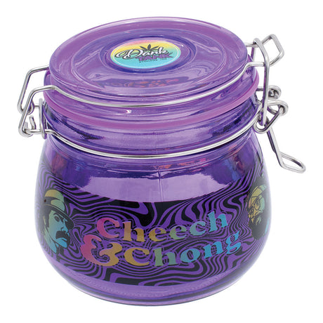 Cheech & Chong Dank Tank 500mL Airtight Glass Jar with Vibrant Purple Hue and Branding