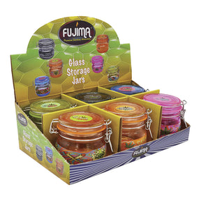 Fujima Dank Tank 150mL assorted airtight herb storage jars on display in box