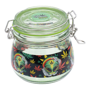 Fujima Dank Tank with Stoned Alien Design - 500ml Glass Jar on White Background