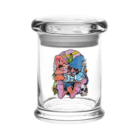 Pulsar 420 Jars Pop Top Medium 1/3 Ounce with Flamingo Wizard Design - Front View