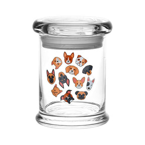 Pulsar 420 Jars Pop Top Medium 1/3 Ounce with Woof Pack Dog Designs - Front View