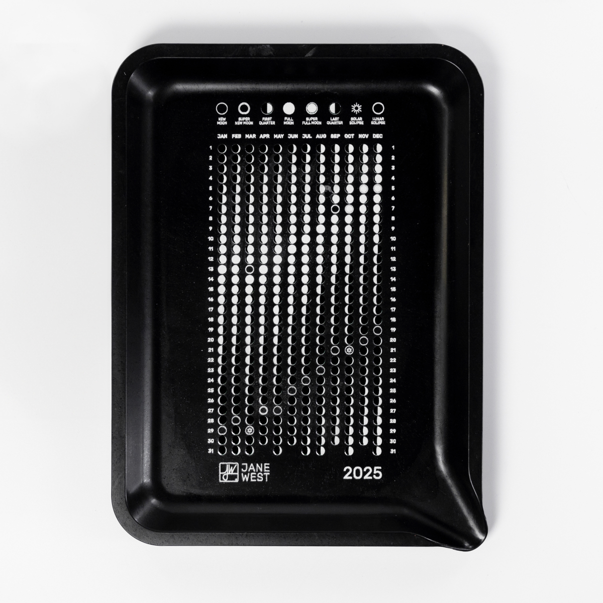 2025 Moon Calendar Hemp Rolling Tray