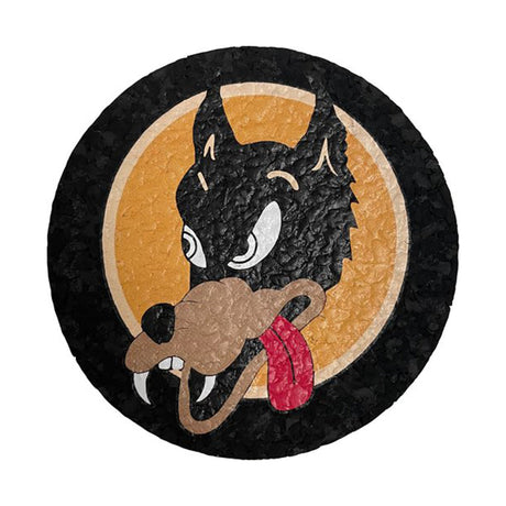 East Coasters 6 inch Dab Mat with Wolf Design, Durable Rubber Backing - Top View