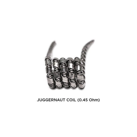 Medusa Customs Juggernaut Pre-Built Coils 5 Pack for Vaporizers, 0.45 Ohm, Close-up View