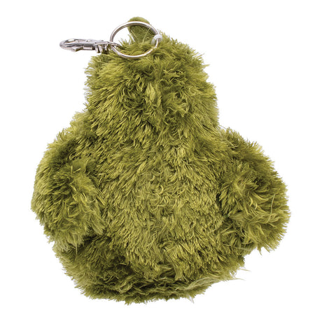 Dank Buddy Keychain in green polyresin, 5.5" fluffy texture, front view on white background
