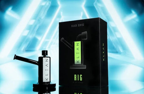 KLEAN Black Series Rig Master Case of 20 - black borosilicate glass dab rig with glow-in-the-dark stripe