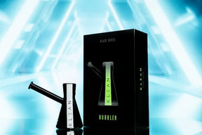 KLEAN Black Series Bubbler Master Case of 24 - black borosilicate glass bubbler with glow-in-the-dark stripe