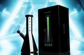 KLEAN Black Series Beaker Master Case of 9 - black borosilicate glass beaker bong with glow-in-the-dark stripe