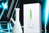 KLEAN White Series Beaker Master Case of 9 - clear borosilicate glass beaker bong with glow-in-the-dark stripe