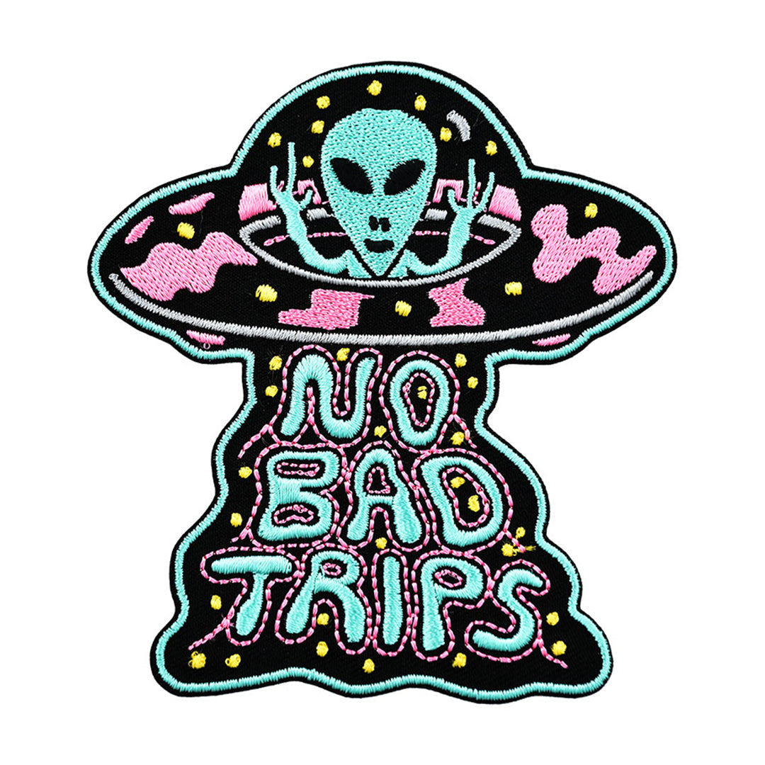 ThreadHeads Killer Acid No Bad Trips Embroidered Patch with Alien Design