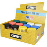 Kush RX Glass Concentrate Jar with Silicone Lid | 50mL | Assorted Colors | 24ct Display