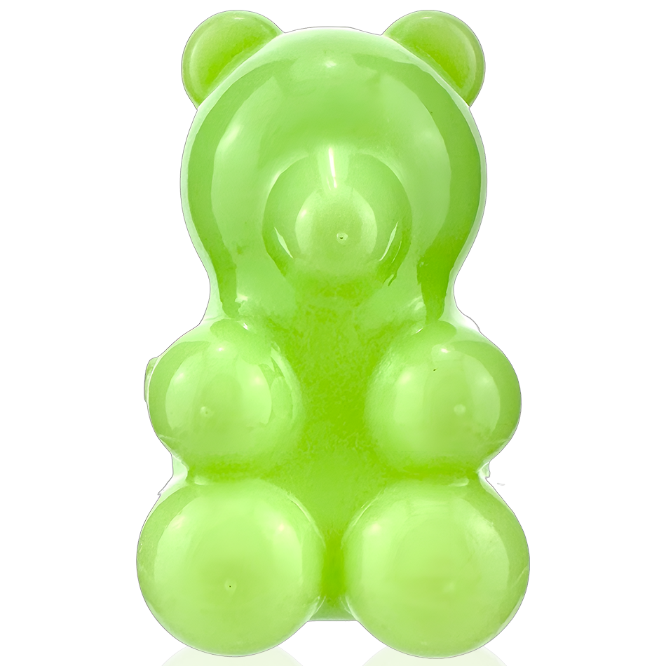 AFM 4" Gummy Bear Green Glass Hand Pipe Front View - Borosilicate Spoon Pipe