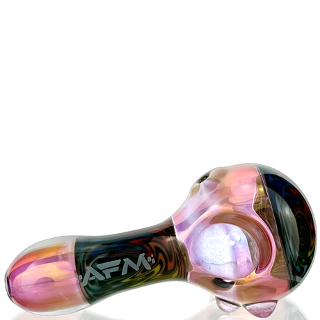 4" AFM Wig Wag Vortex Glass Hand Pipe with colorful heady glass design, side view