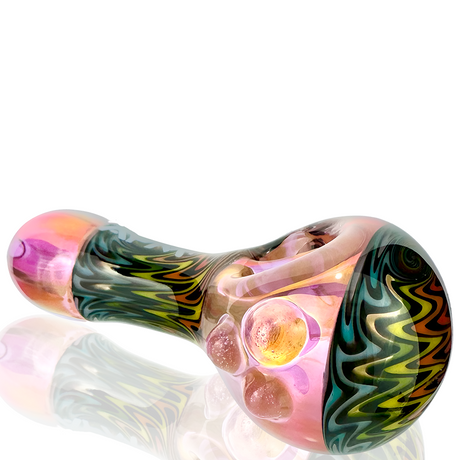 AFM 4" Wig Wag Vortex Glass Hand Pipe with Colorful Swirls - Angled Side View