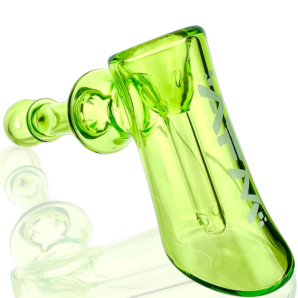 6" AFM Full Color Glass Bubbler in Green with Color Accents - Angled Side View