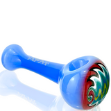 AFM 4" Wig Wag Nail Glass Hand Pipe with vibrant swirl patterns, side view on white background