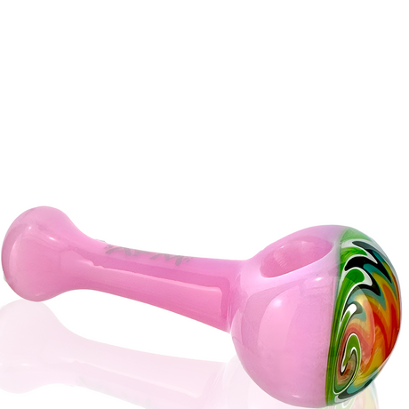 AFM 4" Wig Wag Nail Glass Hand Pipe in Pink with Heady Glass Design - Side View