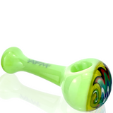 AFM 4" Wig Wag Nail Glass Hand Pipe with vibrant swirl patterns, side view on white background