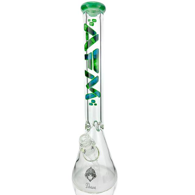 AFM Glass 18" Beaker Bong with Leaf Design and 9mm Thickness - Front View