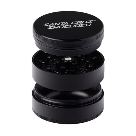 Santa Cruz Shredder Large 3-Piece Grinder in Black, USA-made aluminum with textured grip