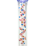 AFM Max Beaker Pink Glass Bong, 18" Tall with Colorful Accents, Front View on White Background