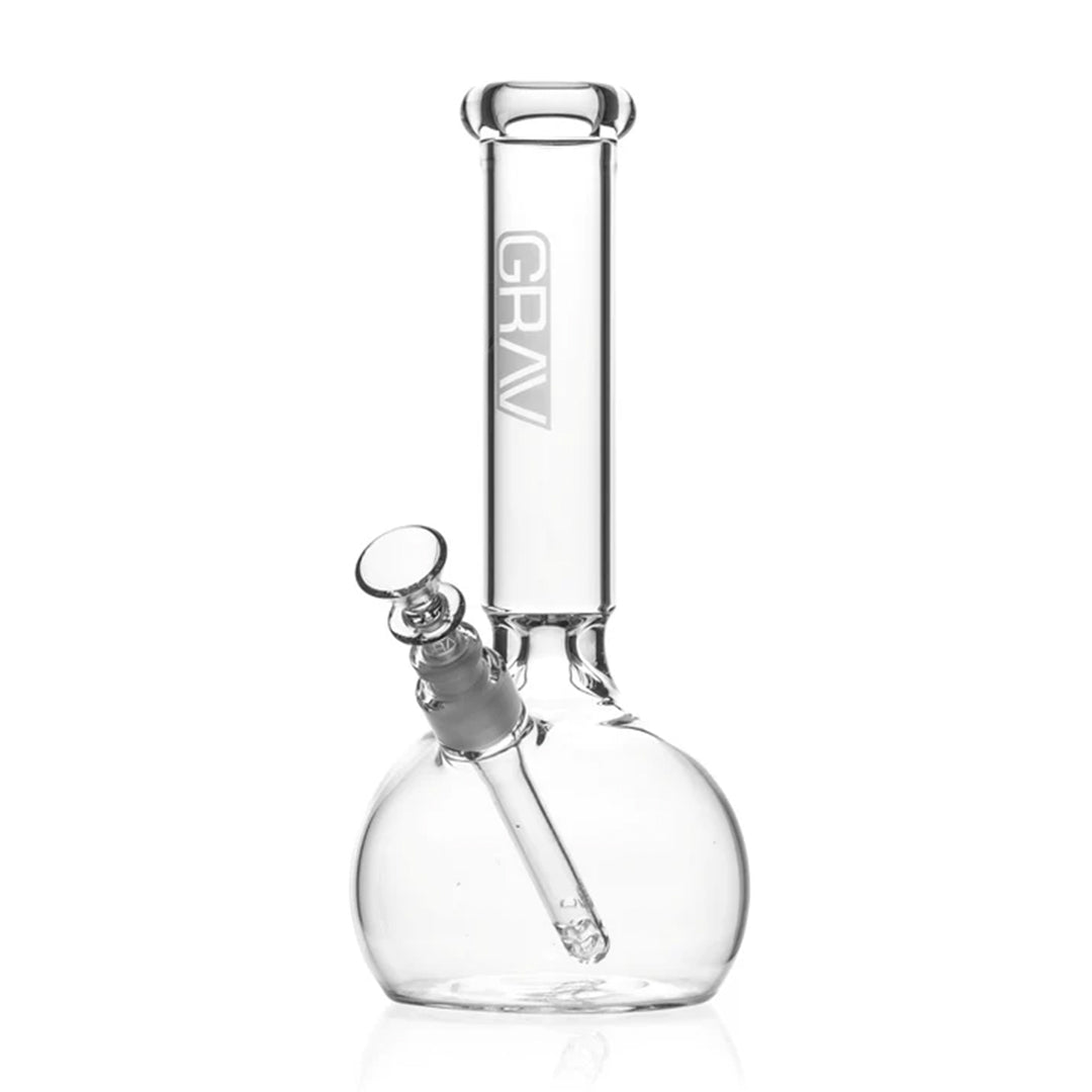 GRAV Round Base glass water pipe with concave neck and ice pinch