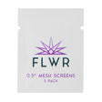 FLWR brand 0.5-inch Mesh Pipe Screens 5-pack, front view on seamless white background