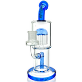 AFM Hot Rod Charlie Glass Dab Rig with Quartz Banger & Carb Cap, Blue Accents - Front View