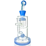 10" AFM Glass Astor Double Perc Dab Rig in Jade Blue with Bent Neck and Showerhead Perc