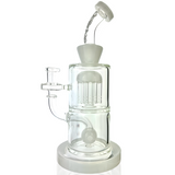 10" AFM Glass Astor Double Perc Dab Rig with Bent Neck and Showerhead Perc, Front View