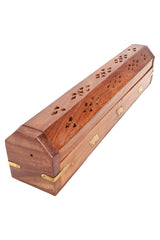 12″ Wood Incense Box – Metal Inlay