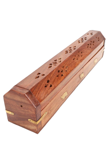 12″ Wood Incense Box – Metal Inlay