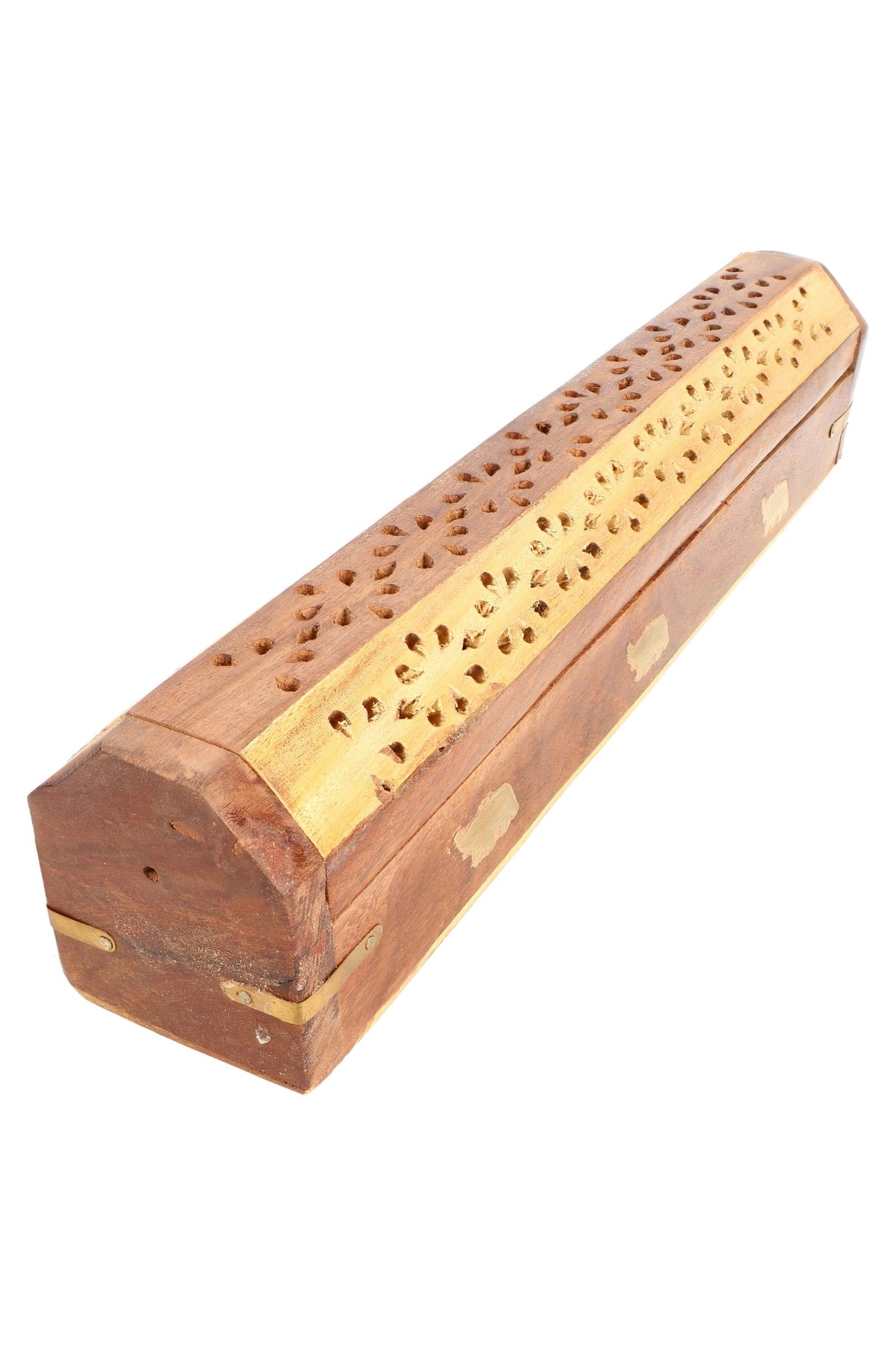 12″ Wood Incense Box – Metal Inlay