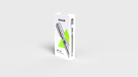 DynaVap The M 7 XL vaporizer in an isometric view on a white background, showing the full 109mm length.