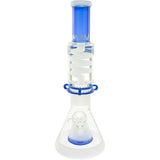 MAV Glass Blue And White Slitted Pyramid Beaker Freezable Coil System