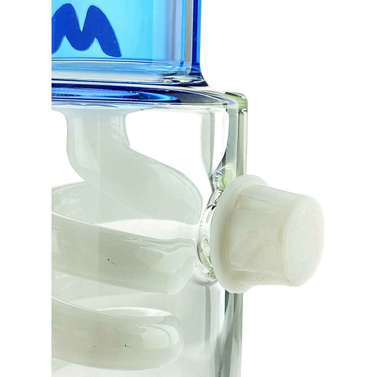 MAV Glass Blue And White Slitted Pyramid Beaker Freezable Coil System