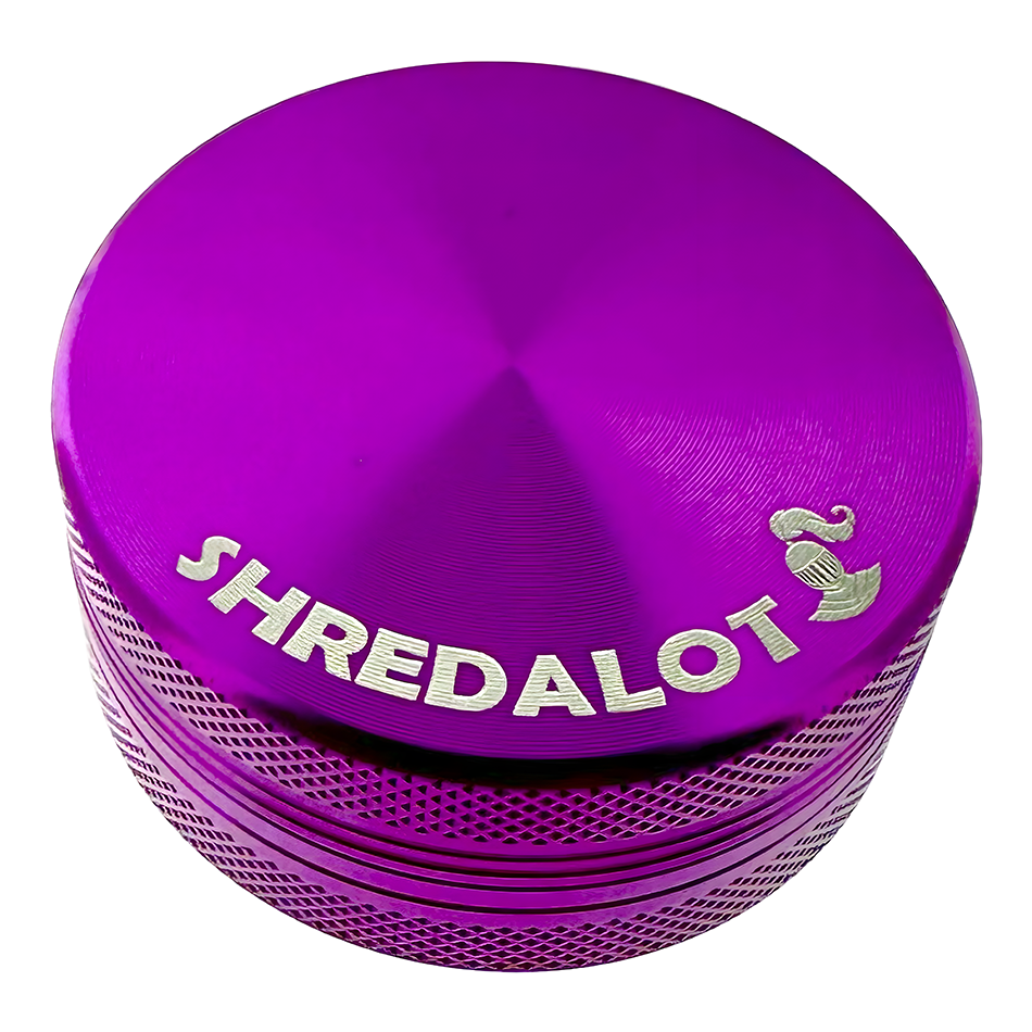 Sir Shredalot 2 Piece Metal Herb Grinder in Vibrant Purple - Top View