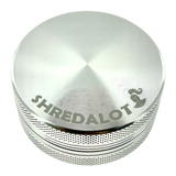 Sir Shredalot 2 Piece Metal Herb Grinder - Top View with Engraved Logo