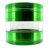 Sir Shredalot Metal Herb Grinder with Window Chamber in Green, Front View