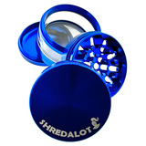 Sir Shredalot Window Chamber Metal Herb Grinder in blue, disassembled view showing interior