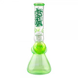 Amsterdam 12" Green Glass Water Pipe with Tree Perc, Clear Front View on White Background