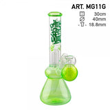 Amsterdam 12" Green Glass Water Pipe with Tree Perc and Logo - Front View