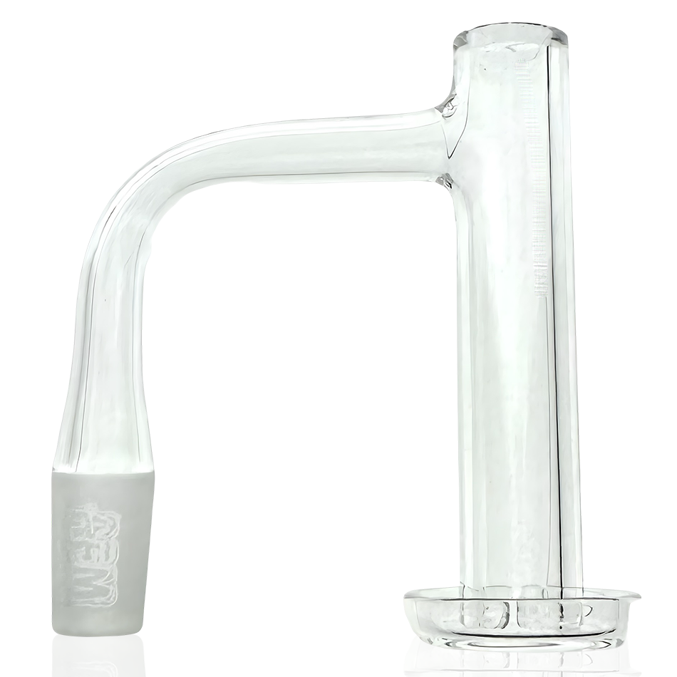 AFM Milky Way Quartz Dab Banger Set with frosted joint and clear body, side view on white background